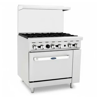 Atosa, Gas Cooking Range with Oven, 6 Burners, 30x30 CM Working Surface