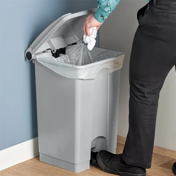 Lavex 48 Qt. / 12 Gallon Gray Rectangular Step-On Trash Can
