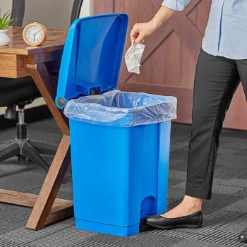 Lavex 48 Qt. / 12 Gallon Blue Rectangular Step-On Trash Can