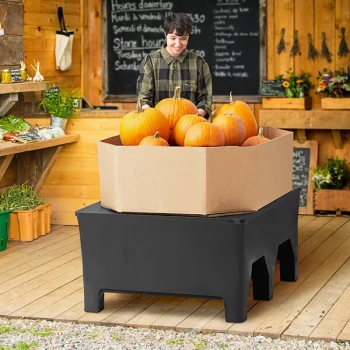 MasonWays 48" x 36" x 24" Heavy-Duty Black Plastic Dunnage Rack with Slotted Top - 2000 lb.