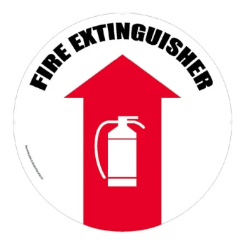 Superior Mark 17 1/2" Red / White Vinyl Arrow "Fire Extinguisher" Safety Floor Sign
