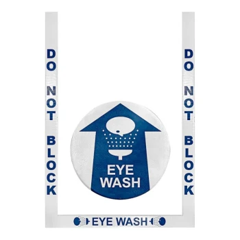 Superior Mark 24" x 36" Blue / White Rubber "Do Not Block Eye Wash" Safety Floor Sign Kit