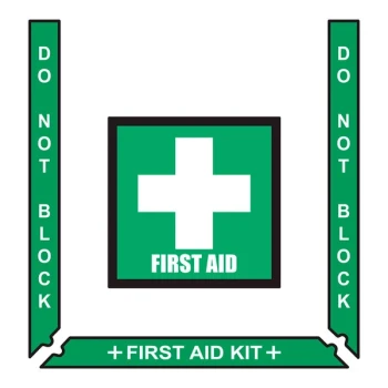 Superior Mark 24" x 36" Green / White Rubber "First Aid" Safety Floor Sign Kit