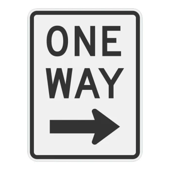Lavex Right Arrow "One Way" Diamond Grade Reflective Black Aluminum Sign - 12" x 18"