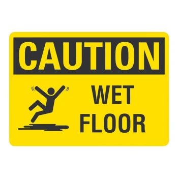 Lavex 14" x 10" Non-Reflective Adhesive Vinyl "Caution / Wet Floor" Safety Label with Symbol