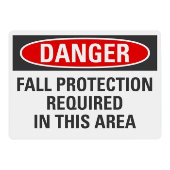 Lavex 10" x 7" Engineer-Grade Reflective Aluminum "Danger / Fall Protection Required In This Area" Safety Sign