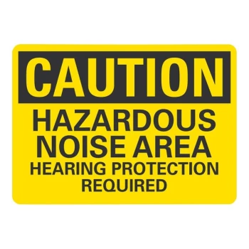 Lavex 10" x 7" Engineer-Grade Reflective Aluminum "Caution / Hazardous Noise Area / Hearing Protection Required" Safety Sign