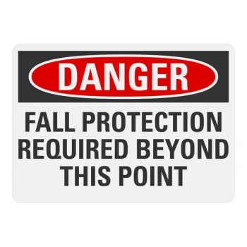 Lavex 10" x 7" Non-Reflective Aluminum "Danger / Fall Protection Required Beyond This Point" Safety Sign