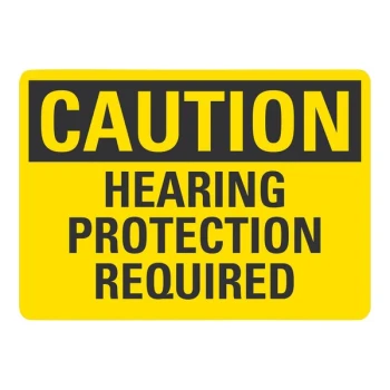 Lavex 10" x 7" Engineer-Grade Reflective Aluminum "Caution / Hearing Protection Required" Safety Sign
