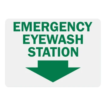 Lavex 14" x 10" Engineer-Grade Reflective Aluminum "Emergency Eye Wash Station" Safety Sign with Down Arrow