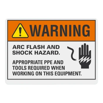 Lavex 10" x 7" Non-Reflective Aluminum "Warning / Arc Flash And Shock Hazard / Appropriate PPE And Tools Required When Working On This Equipment" Safety Sign
