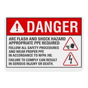 Lavex 10" x 7" Non-Reflective Plastic "Danger / Arc Flash And Shock Hazard / Appropriate PPE Required" Safety Sign