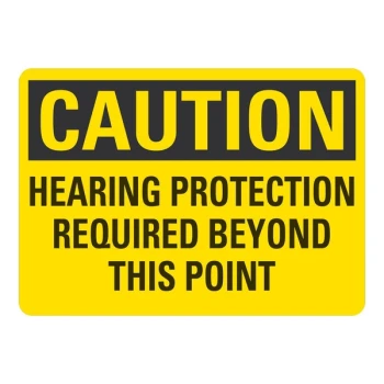 Lavex 14" x 10" Engineer-Grade Reflective Aluminum "Caution / Hearing Protection Required Beyond This Point" Safety Sign