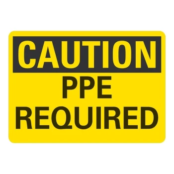 Lavex 14" x 10" Engineer-Grade Reflective Aluminum "Caution / PPE Required" Safety Sign