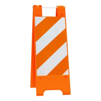 Plasticade® Minicade 12" x 24" Orange Double-Sided A-Frame Sign Stand / Barricade with Reflective Sheeting 155-OHT12EG