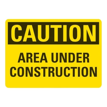 Lavex 10" x 7" Engineer-Grade Reflective Aluminum "Caution / Area Under Construction" Safety Sign