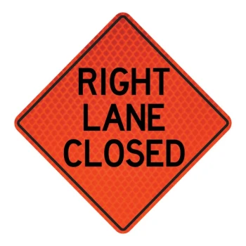 Cortina QuadraFlex 48" x 48" Diamond-Grade "Right Lane Closed" Roll-Up Sign 07-800-4054-L