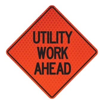 Cortina QuadraFlex 48" x 48" Diamond-Grade "Utility Work Ahead" Roll-Up Sign 07-800-4126-L