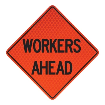 Cortina QuadraFlex 48" x 48" Diamond-Grade "Workers Ahead" Roll-Up Sign 07-800-4123-L