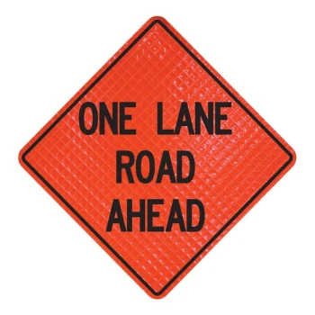 Cortina QuadraFlex 48" x 48" Superbright Reflective "One Lane Road Ahead" Roll-Up Sign 07-800-4032-L