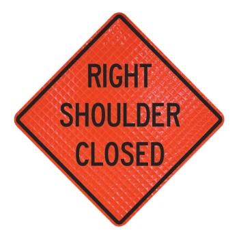 Cortina QuadraFlex 48" x 48" Superbright Reflective "Right Shoulder Closed" Roll-Up Sign 07-800-4178-L