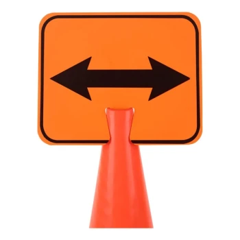 Cortina 13" x 10" Orange / Black Double-Sided Double Arrow Cone Sign 03-550-LRA