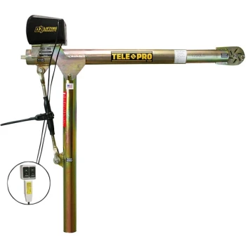 OZ Lifting Products Tele-Pro Davit Crane with 115V AC Electric Winch and Telescoping Arm OZTP1200DAV-ACW - 1200 lb. Capacity