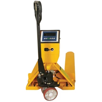 Wesco Industrial Products 272936 5,000 lb. Battery Powered Scale Pallet Truck with 27 1/2" x 47 1/2" Forks and Mettler Toledo Hawk Indicator