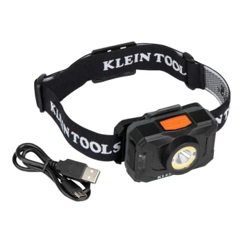 Klein Tools Rechargeable 2-Color LED Headlamp with Adjustable Fabric Strap 56414