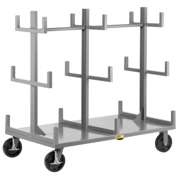 Little Giant 36" x 84" Heavy-Duty 3-Level Bar / Pipe Truck with 18 Cradles BRT336842R8PHFL - 3600 lb. Capacity