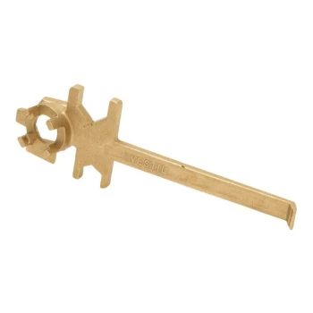 Vestil BNW-BX-W Non-Sparking Bronze Alloy Straight Drum Bung Nut Wrench with Faucet Wrench for 2 3/4" Openings