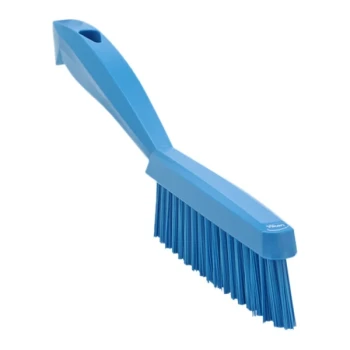 Vikan 41953 11 13/16" Blue Narrow Hand Brush with Short Handle and Extra Stiff Bristles