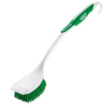Libman 10 White Long Handle Scrub / Utility Brush with Scraper Edge   - 6/Pack