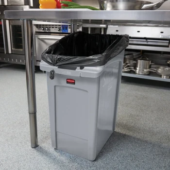 Rubbermaid® 2026721 92 Qt. / 23 Gallon Slim Jim Under-Counter Gray Rectangular Trash Can