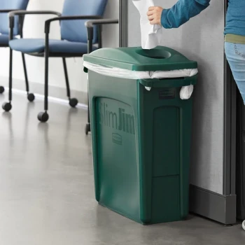 Rubbermaid® Slim Jim 64 Qt. / 16 Gallon Green Rectangular Trash Can with 2 Hole Lid