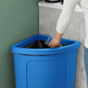 Lavex 21 Gallon Blue Corner Round Rim Top Trash Can Lid