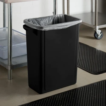 Lavex 16 Gallon Black Slim Rectangular Trash Can
