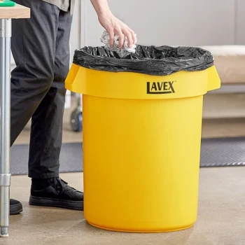 Lavex 32 Gallon Yellow Round Commercial Trash Can