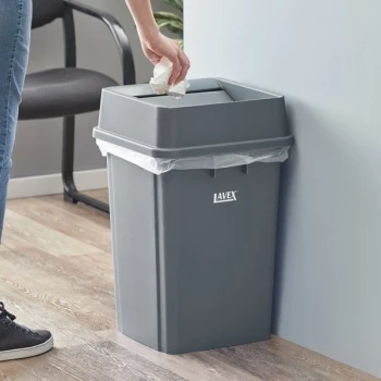 Lavex 19 Gallon Gray Square Trash Can with Drop Shot Lid