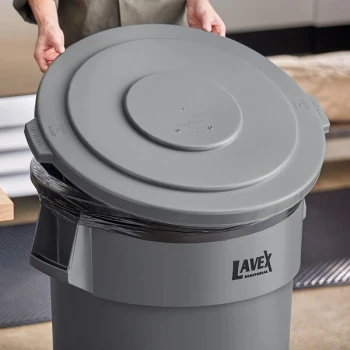 Lavex 55 Gallon Gray Round Commercial Trash Can Lid