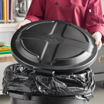 Lavex 32 Gallon Black Round Dome Trash Can Lid