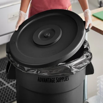 Advantage Supplies 44 Gallon Black Round Commercial Trash Can Lid
