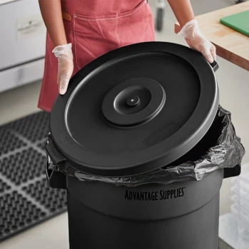 Advantage Supplies 32 Gallon Black Round Commercial Trash Can Lid
