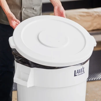 Lavex 44 Gallon White Round Commercial Trash Can Lid