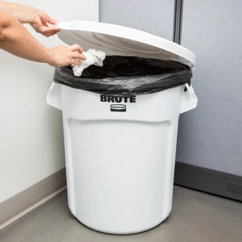 Rubbermaid® BRUTE 32 Gallon White Round Trash Can and Lid
