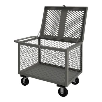 Durham Mfg 24" x 36" 14 Gauge Steel 4-Sided Mesh Box Truck with Hinged Cover - 2,000 lb. Capacity 4STHC-EX-2436-6MR-95