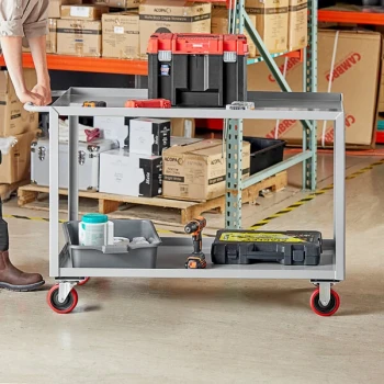 Lavex 48" x 24" x 35" Two Tray Shelf Steel Utility Cart - Fully Welded