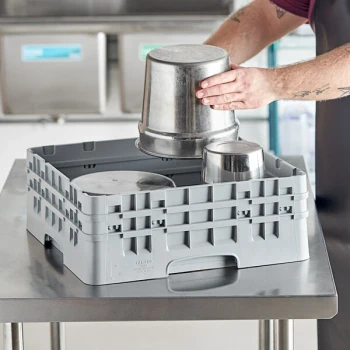 Cambro BR578151 Soft Gray Camrack Customizable Full Size Base Rack with Closed Sides and 2 Extenders