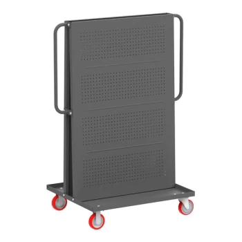 Valley Craft 57" x 30" x 62" Gray Double-Sided A-Frame Bin and Tool Cart with Pegboard and Louvered Panel F89547 - 1,000 lb. Capacity