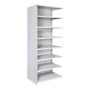 Hallowell MedSafe Hi-Tech 36" x 24" x 87" Antimicrobial Steel Closed 8-Shelf Medium-Duty Shelving Add-On A4523-24PL-AM